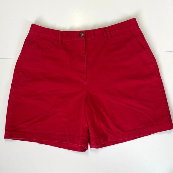Lauren Ralph Lauren Red Denim High Waisted Shorts Size 14 - Picture 1 of 6